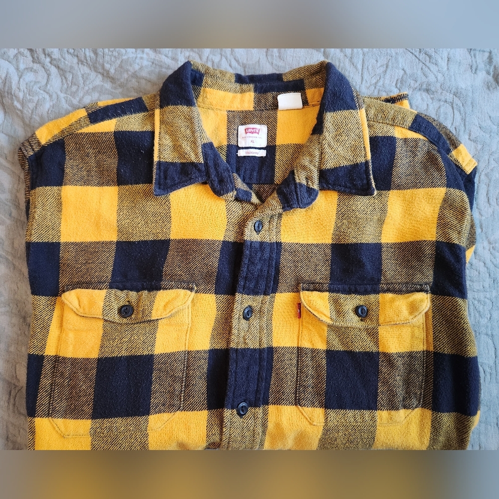Levi's Men's Yellow and Black Plaid Jacket
